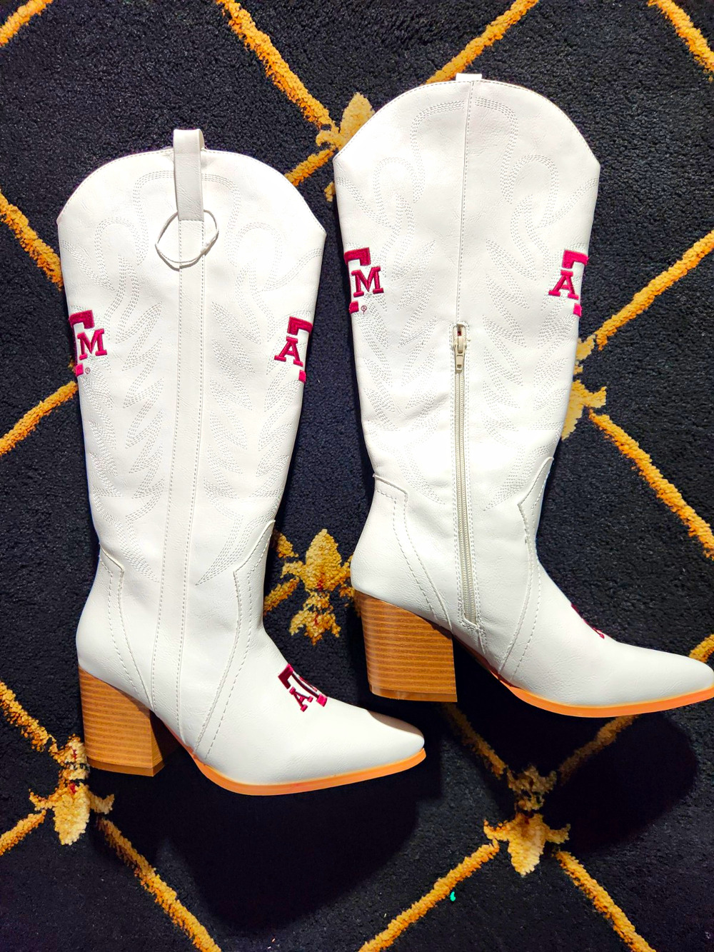 Vaccari Blair TAM Women's 8.5 White Leather Western Knee High Zip Boots NWOB